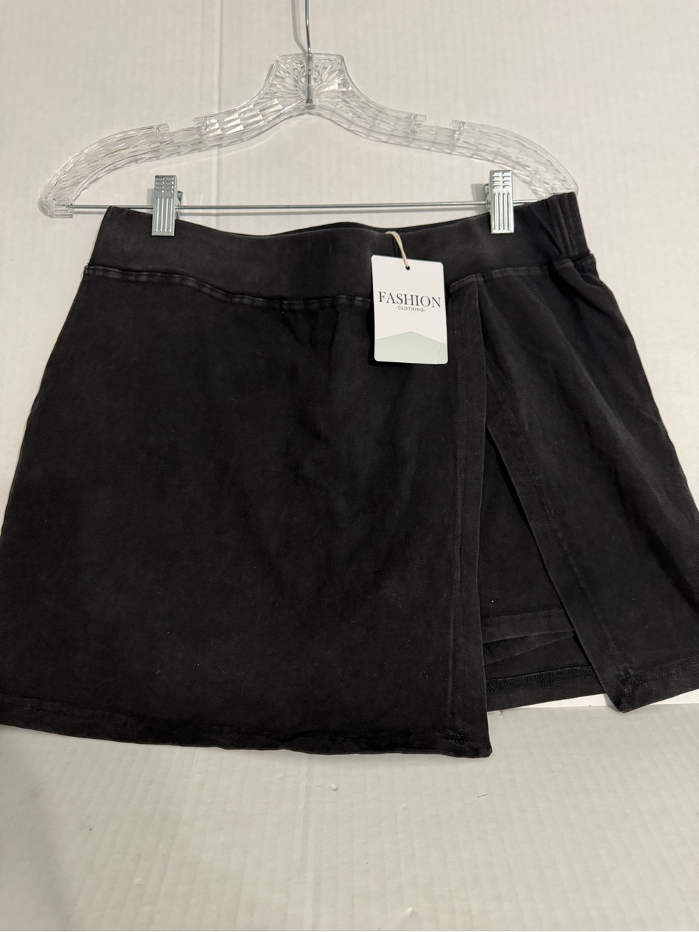 Fashion Clothing Black Women's Skort with Front Overlay